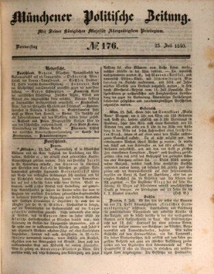 Münchener politische Zeitung (Süddeutsche Presse) Donnerstag 23. Juli 1840