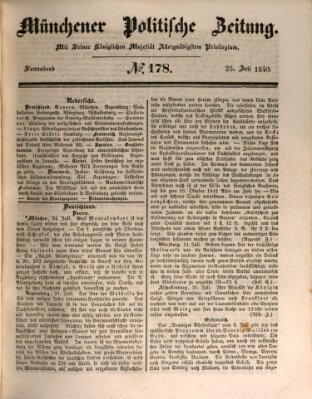 Münchener politische Zeitung (Süddeutsche Presse) Samstag 25. Juli 1840