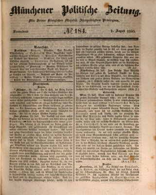 Münchener politische Zeitung (Süddeutsche Presse) Samstag 1. August 1840