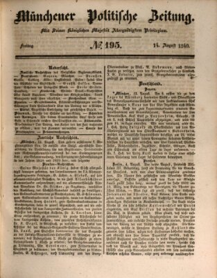 Münchener politische Zeitung (Süddeutsche Presse) Freitag 14. August 1840