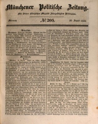 Münchener politische Zeitung (Süddeutsche Presse) Mittwoch 26. August 1840