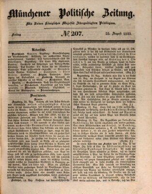 Münchener politische Zeitung (Süddeutsche Presse) Freitag 28. August 1840