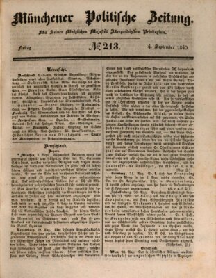 Münchener politische Zeitung (Süddeutsche Presse) Freitag 4. September 1840