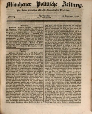 Münchener politische Zeitung (Süddeutsche Presse) Sonntag 13. September 1840