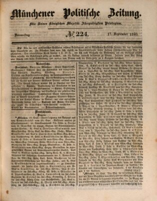 Münchener politische Zeitung (Süddeutsche Presse) Donnerstag 17. September 1840