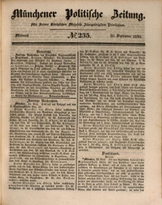 Münchener politische Zeitung (Süddeutsche Presse) Mittwoch 30. September 1840