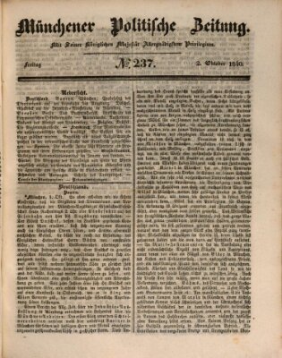 Münchener politische Zeitung (Süddeutsche Presse) Freitag 2. Oktober 1840