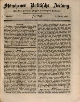 Münchener politische Zeitung (Süddeutsche Presse) Mittwoch 7. Oktober 1840