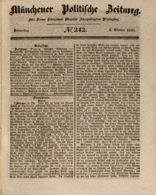 Münchener politische Zeitung (Süddeutsche Presse) Donnerstag 8. Oktober 1840