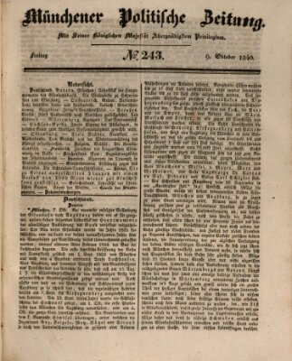 Münchener politische Zeitung (Süddeutsche Presse) Freitag 9. Oktober 1840