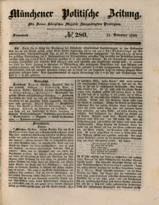 Münchener politische Zeitung (Süddeutsche Presse) Samstag 21. November 1840