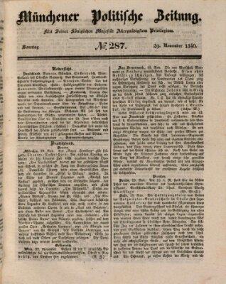 Münchener politische Zeitung (Süddeutsche Presse) Sonntag 29. November 1840