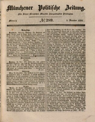 Münchener politische Zeitung (Süddeutsche Presse) Mittwoch 2. Dezember 1840