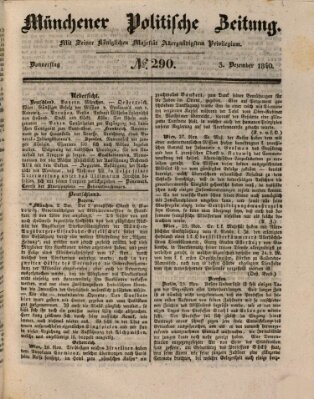 Münchener politische Zeitung (Süddeutsche Presse) Donnerstag 3. Dezember 1840