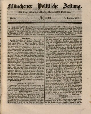 Münchener politische Zeitung (Süddeutsche Presse) Dienstag 8. Dezember 1840