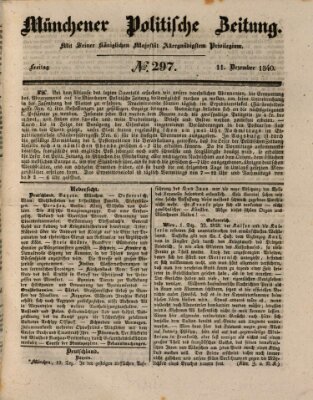 Münchener politische Zeitung (Süddeutsche Presse) Freitag 11. Dezember 1840