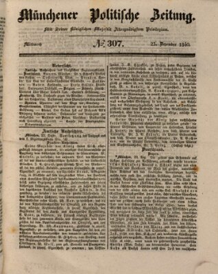 Münchener politische Zeitung (Süddeutsche Presse) Mittwoch 23. Dezember 1840