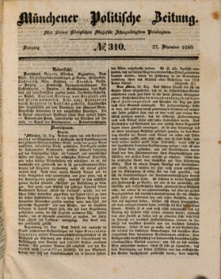 Münchener politische Zeitung (Süddeutsche Presse) Sonntag 27. Dezember 1840