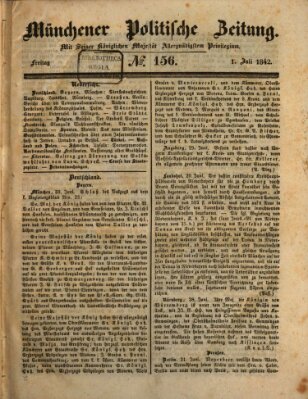 Münchener politische Zeitung (Süddeutsche Presse) Freitag 1. Juli 1842