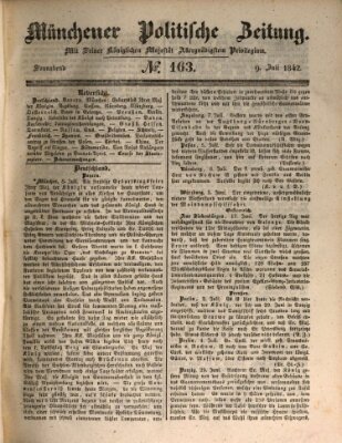 Münchener politische Zeitung (Süddeutsche Presse) Samstag 9. Juli 1842