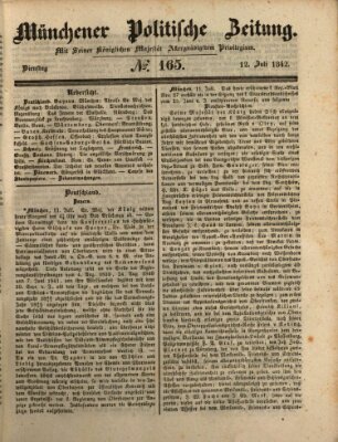 Münchener politische Zeitung (Süddeutsche Presse) Dienstag 12. Juli 1842