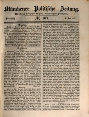 Münchener politische Zeitung (Süddeutsche Presse) Donnerstag 14. Juli 1842