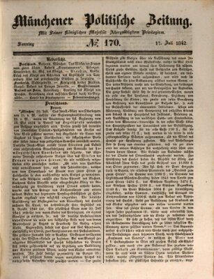 Münchener politische Zeitung (Süddeutsche Presse) Sonntag 17. Juli 1842