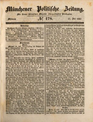 Münchener politische Zeitung (Süddeutsche Presse) Mittwoch 27. Juli 1842