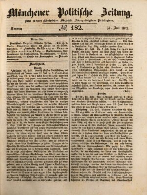 Münchener politische Zeitung (Süddeutsche Presse) Sonntag 31. Juli 1842