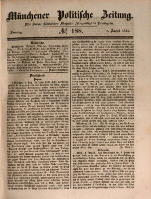 Münchener politische Zeitung (Süddeutsche Presse) Sonntag 7. August 1842