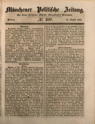 Münchener politische Zeitung (Süddeutsche Presse) Dienstag 30. August 1842