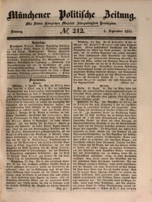 Münchener politische Zeitung (Süddeutsche Presse) Sonntag 4. September 1842