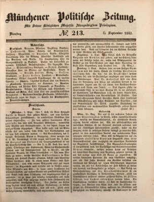 Münchener politische Zeitung (Süddeutsche Presse) Dienstag 6. September 1842