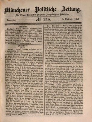 Münchener politische Zeitung (Süddeutsche Presse) Donnerstag 8. September 1842