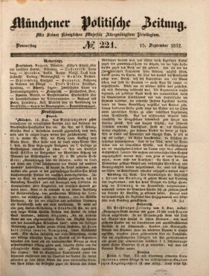 Münchener politische Zeitung (Süddeutsche Presse) Donnerstag 15. September 1842