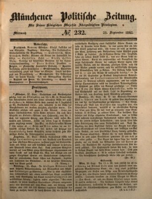 Münchener politische Zeitung (Süddeutsche Presse) Mittwoch 28. September 1842