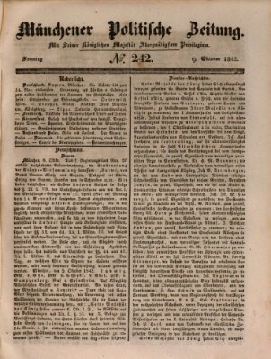 Münchener politische Zeitung (Süddeutsche Presse) Sonntag 9. Oktober 1842