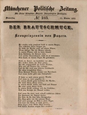 Münchener politische Zeitung (Süddeutsche Presse) Donnerstag 13. Oktober 1842