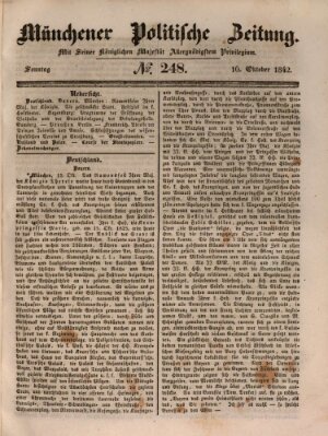 Münchener politische Zeitung (Süddeutsche Presse) Sonntag 16. Oktober 1842