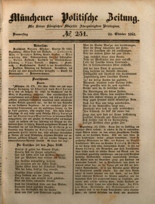 Münchener politische Zeitung (Süddeutsche Presse) Donnerstag 20. Oktober 1842