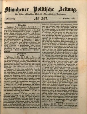 Münchener politische Zeitung (Süddeutsche Presse) Donnerstag 27. Oktober 1842