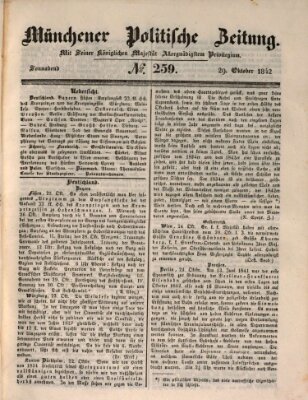 Münchener politische Zeitung (Süddeutsche Presse) Samstag 29. Oktober 1842