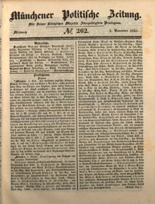 Münchener politische Zeitung (Süddeutsche Presse) Mittwoch 2. November 1842