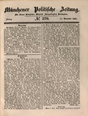 Münchener politische Zeitung (Süddeutsche Presse) Freitag 11. November 1842