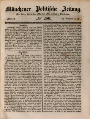 Münchener politische Zeitung (Süddeutsche Presse) Mittwoch 23. November 1842