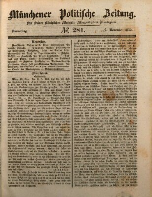 Münchener politische Zeitung (Süddeutsche Presse) Donnerstag 24. November 1842