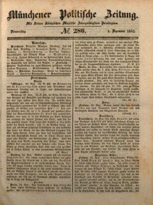 Münchener politische Zeitung (Süddeutsche Presse) Donnerstag 1. Dezember 1842