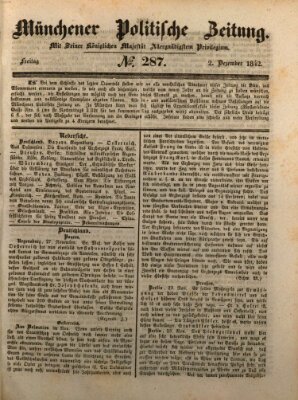 Münchener politische Zeitung (Süddeutsche Presse) Freitag 2. Dezember 1842