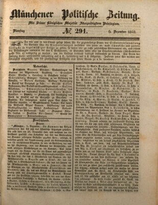 Münchener politische Zeitung (Süddeutsche Presse) Dienstag 6. Dezember 1842