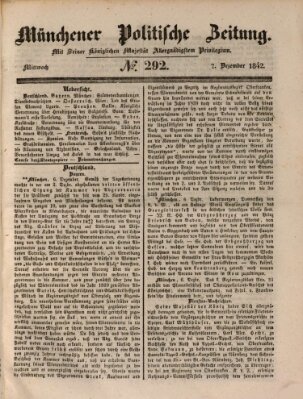 Münchener politische Zeitung (Süddeutsche Presse) Mittwoch 7. Dezember 1842